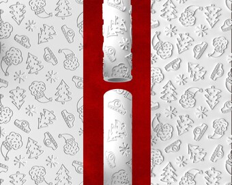 Whimsical Winter Textured Roller – Embossed & Debossed Options for Fondant, Clay, Royal Icing | Cozy Holiday Pattern for Crafts and Baking