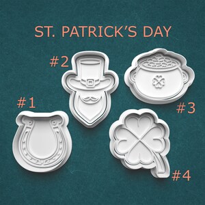 Pot of Gold Clay Cutter ~ Leprechaun Cookie Cutter ~ St. Patrick's Day Gifts ~ Lucky Horseshoe Cutter ~ Four Leaf Clover Cookie Mold