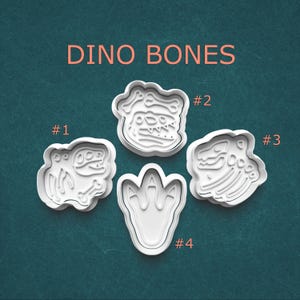 Dino Bones Cookie Cutter Set ~ Dinosaur Skeleton and Fossil Shapes ~ Fun Cookie Cutters for Kids, Parties, Polymer Clay, Archaeology Gift