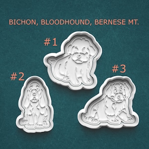 Dog Cookie Cutters and Stamps ~ Dog Polymer Clay Cutters ~ Gifts for Dog Lovers ~ Bichon Frise ~ Bloodhound Cutter ~ Bernese Mountain Dog