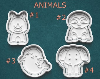 Cute Animal Cookie Cutters ~ Zoo Animal Cutters ~ Rhino Cutter ~ Sloth ~ Seal ~ Elephant Cookie Cutter ~ Polymer Clay Cutters ~ Clay Stamp