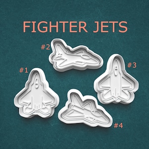 Fighter Jet Cookie Cutter Set – Modern Jet Silhouettes in 4 Styles – Cutters for Cookies, Pottery, Polymer Clay, and Crafts