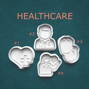 Healthcare Cookie Cutter Set – Doctor, Nurse, Stethoscope, Medical Heart – Baking, Fondant, Pottery, Polymer Clay, Nurse Gift, Doctor Gift