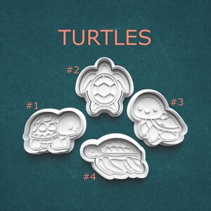 Turtle Cookie Cutter Set, Sea Turtle Fondant Stamp, Cute Animal Baking Tool, Ocean Themed Pottery Stamp, Clay and Ceramic Craft Supply