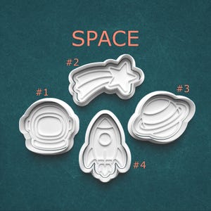 Space Cookie Cutter Set – Astronaut Helmet, Rocket, Planet and Shooting Star – Cutters for Cookies, Pottery, Polymer Clay, Crafts, and more!