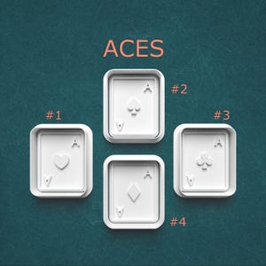 Aces Playing Card Cookie Cutter Set ~ Hearts, Spades, Diamonds, Clubs ~ Fun Casino Party Cookie Cutters for Baking, Polymer Clay and Crafts