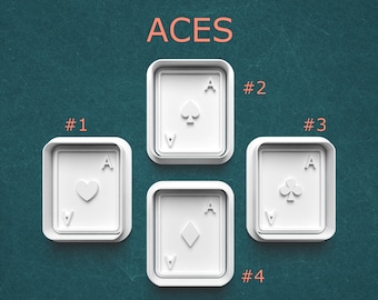 Aces Playing Card Cookie Cutter Set ~ Hearts, Spades, Diamonds, Clubs ~ Fun Casino Party Cookie Cutters for Baking, Polymer Clay and Crafts