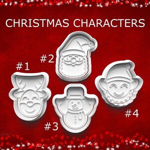 Christmas Character Cookie Cutters ~ Santa Claus Cookie Cutter ~ Snowman Cookie Cutter ~ Reindeer Cutter ~ Santa&#39;s Elf Polymer Clay Cutter