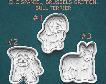 Dog Cookie Cutters and Stamps ~ Dog Polymer Clay Cutters ~ Gifts for Dog Lovers ~ Cavalier King Charles Spaniel ~ Bull Terrier Cutter