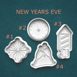 New Years Eve Cookie Cutters ~ New Years Cookie Cutters ~ New Years 2025 ~ Polymer Clay Cutters ~ New Years Party ~ Celebration Cutters
