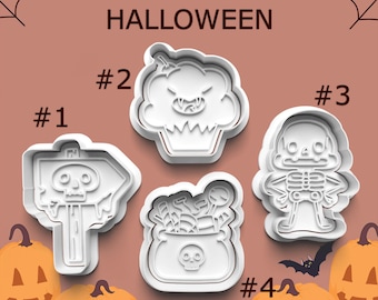 Halloween Cookie Cutters ~ Halloween Clay Cutters ~ Skeleton Cutter ~ Spooky Cupcake ~ Halloween Candy ~ Creepy Sign ~ Sugar Cookies ~ Gifts