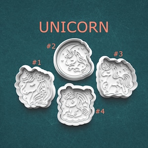 Unicorn Cookie Cutter Set – Whimsical Ponies, Stars, Clouds and Moon – 3D Printed Cutters for Cookies, Pottery and Polymer Clay Projects
