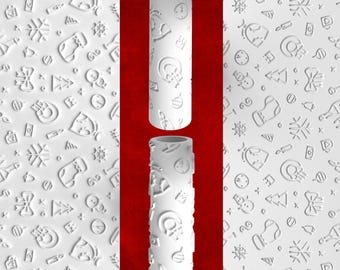 Christmas Textured Roller for Fondant, Clay, Royal Icing ~ 3D Printed Roller with Holiday Icons ~ Perfect for Cake Decorating & Crafts