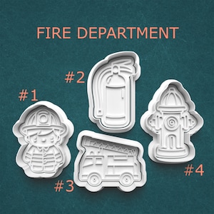Firefighter Cookie Cutters ~ Fire Engine Cookie Cutter ~ Fire Hydrant Clay Cutter ~ Fire Extinguisher Clay Stamp ~ Firefighter Gift Ideas