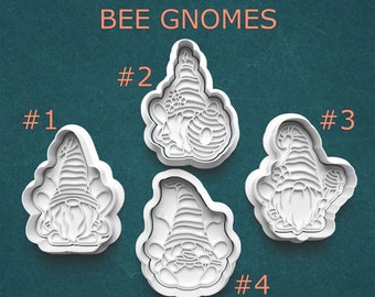 Bee Gnome Cookie Molds ~ Honey Bee Gnome Cutters ~ Fantasy Gnome Polymer Clay Cutters ~ Bee Fondant Cutters ~ Small Medium Large Cutters