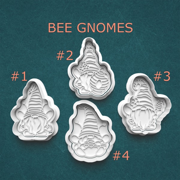 Bee Gnome Cookie Molds ~ Honey Bee Gnome Cutters ~ Fantasy Gnome Polymer Clay Cutters ~ Bee Fondant Cutters ~ Small Medium Large Cutters