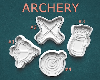 Emporte-pièce pour le tir à l'arc avec jeu d'estampes, arc et flèches, flèches, carquois, cible pour biscuits, pâte polymère ou poterie