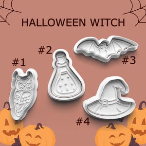 Witch Cookie Cutters ~ Halloween Clay Cutters ~ Owl Cutter ~ Bat ~ Potion ~ Witch Hat ~ Polymer Clay Cutters ~ Keychain Cutters ~ Large