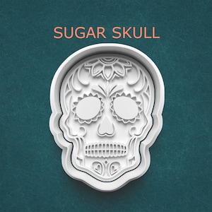 Sugar Skull Cookie Cutter ~ Cookie Cutter with Stamp ~ Cookie Cutter with Press ~ Polymer Clay Cutter ~ Mexican Culture ~ Day of the Dead