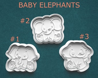 Baby Elephant Cutters ~ Cute Elephant Cookie Cutters ~ Elephant Clay Cutters ~ Polymer Clay Cutters ~ Cute Animal Cutters ~ Zoo Animal Gifts