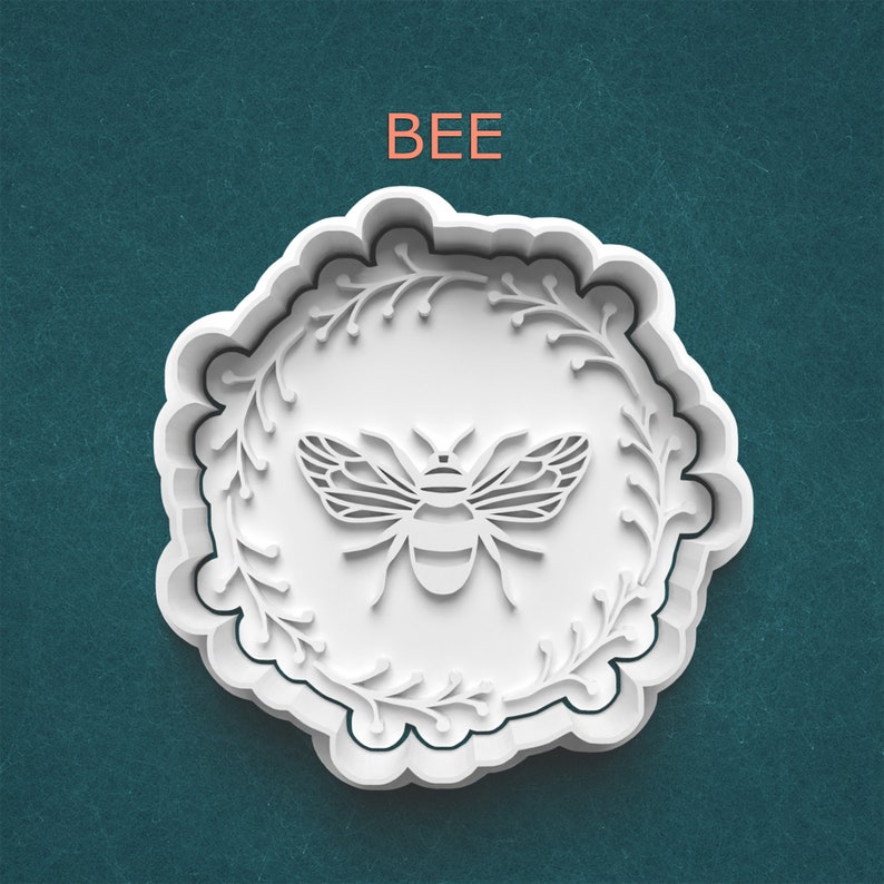 Honeybee Cookie and Clay Cutter ~ Bee Cookie Cutter and Stamp ~ Bumblebee Clay and Cookie Cutter ~ Insect Cookie Cutter ~ Beekeeper Gift image 1