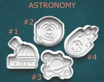 Astronomy Cookie Cutters ~ Observatory ~ Solar System ~ Saturn ~ Meteoroid Cookie Cutter ~ Polymer Clay Cutters ~ Space ~ Planets ~ Science