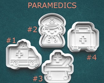 First Responder Cookie Cutters ~ Paramedic Cookie Cutters ~ Ambulance Cookie Cutter ~ First Aid Clay Cutter ~ Emergency Medicine Gifts