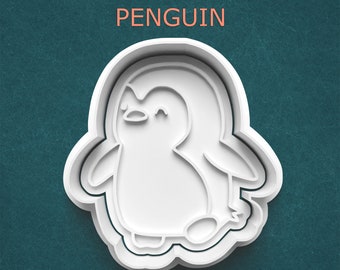 Penguin Clay Stamp ~ Cookie Stamp ~ Polymer Clay Cutter ~ Cookie Cutter ~ Baking Supplies ~ Cookie Mold ~ Gifts for Bakers ~ Cute Penguin