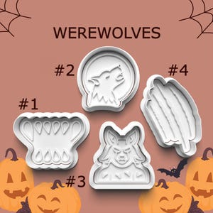 Werewolf Cookie Cutters ~ Full Moon ~ Werewolf Bite ~ Halloween Werewolf ~ Clay Stamp ~ Pottery Stamp ~ Cookie Stamp ~ Kitchen Gifts