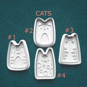 Cute Cat Cookie Cutters ~ Chubby Cat Cutters ~ Gifts for Cat Lovers ~ Kitten Clay Cutters ~ Sugar Cookies ~ Clay Art Supplies ~ Cookie Molds