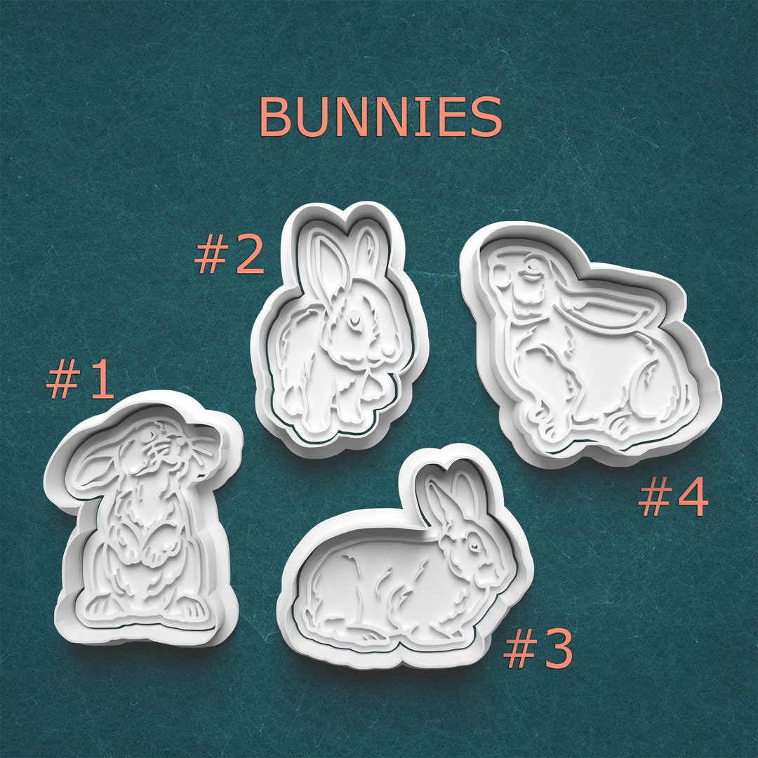 Bunny Cookie Cutters ~ Detailed Rabbit Cutters ~ Polymer Clay Cutters ...