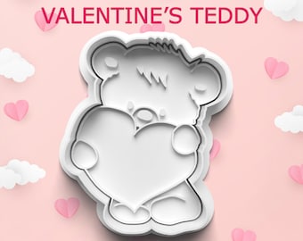 Valentine's Day Teddy Bear Cookie Cutter ~ Polymer Clay Cutter ~ Cute Cookie Cutter ~ Kitchen Gifts ~ Baking Supplies ~ Cookie Molds