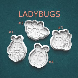 Ladybug Cookie Cutter and Stamp Set – Cute Insect Press for Cookies, Fondant, Clay, Pottery – 4 Unique Garden-Inspired Designs