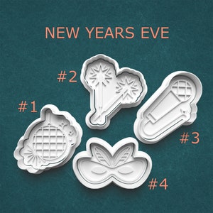 New Years Eve Cookie Cutters ~ Polymer Clay Stamps ~ Sparkler Cookie Cutter ~ Microphone ~ Disco Ball ~ Party Celebration Cookie Cutters