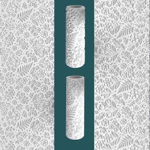 Wildflowers Texture Roller, embossed wildflower and meadow floral pattern, for cookies, buttercream, clay or pottery