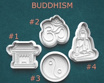 Buddhism Cutters ~ Buddhist Cookie Cutters ~ Eastern Religion ~ Buddha Statue ~ Buddhist Temple ~ Yin Yang ~ Om Meditation ~ Enlightenment