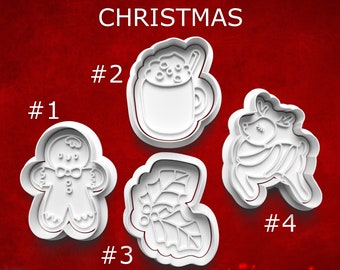Christmas Cookie Cutters ~ Gingerbread Man Cookie Cutter ~ Reindeer Cookie Cutter ~ Polymer Clay Cutters ~ Hot Cocoa Cookie Cutter ~ Gifts
