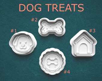 Dog Treat Cookie Cutter Set, Bone and Puppy Face Baking Tools, Doghouse and Biscuit Clay Stamp, Homemade Pet Treat Cutter Set