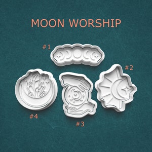 Moon Cookie Cutters Stamps Presses ~ Lunar Phases Cookie Cutters ~ Moon Crystals Stamp ~ Astrology Clay Cutters ~ Horoscope Cookie Cutters