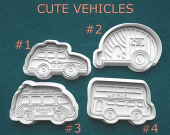 Cute Vehicles Cookie Cutters ~ Taxi Cookie Cutter ~ London Bus Cutter ~ Van Clay Cutter ~ Gifts for Drivers ~ Vacation Fondant Cutters