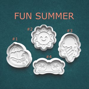 Fun Summer Cookie Cutter Set – Beach Scene, Sun, Ice Cream, Sunglasses – 3D Printed Fondant & Clay Cutters for Baking, Crafts, Party Favors