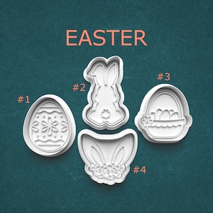 Easter Cookie Cutter Set – Bunny, Egg, Basket & Ears Designs for Baking, Fondant, Clay or Pottery – Cute Easter Treats and Crafting