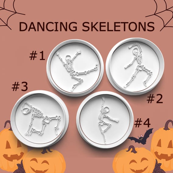 Dancing Skeletons ~ Funny Halloween Cutters ~ Cute Cookie Cutters ~ Halloween Party Favors ~ Halloween Decorations ~ Keychains ~ Pins
