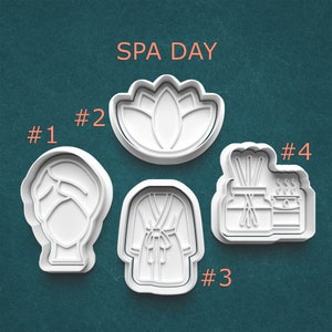 Spa Day Cookie Cutters ~ Lotus Flower Cutter ~ Bathrobe ~ Incense Cookie Cutter ~ Clay Stamp ~ Cookie Stamp ~ Gifts for Her ~ Relaxation