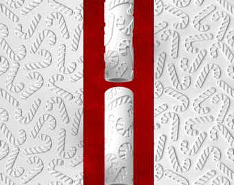 Candy Cane Textured Roller – Embossed & Debossed Options for Fondant, Clay, Royal Icing | Holiday Roller for Cake Decorating or Crafts