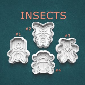 Insect Cookie Cutter with Stamp Set, ant, earwig, mosquito, beetle, bug baking tools, for cookies, polymer clay, or pottery