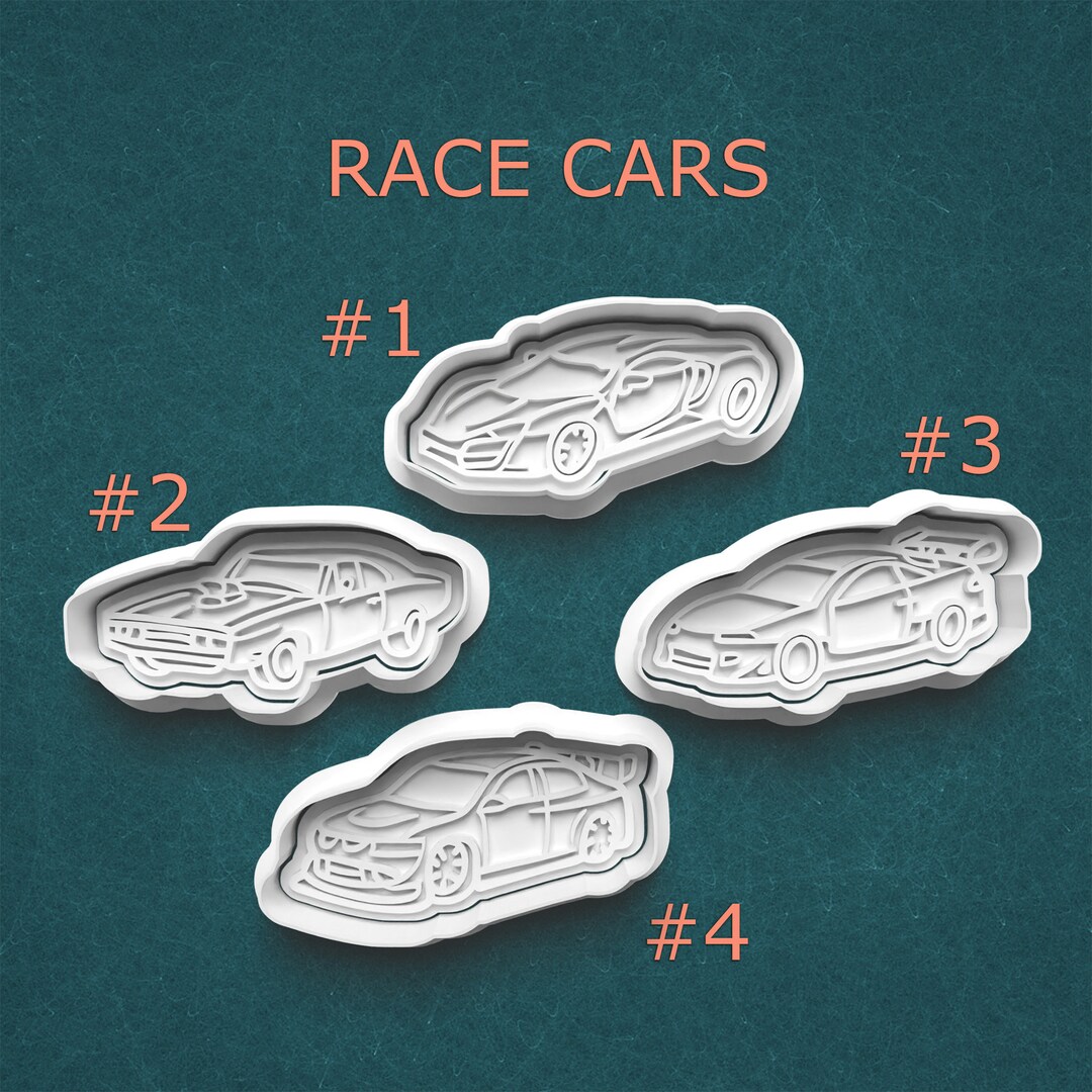 Plastic Raceway Cutter Racecar Cookie Cutters ~ Racing Cutters ~ Car Polymer Clay Cutters ...