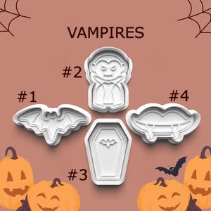 Vampire Cookie Cutters ~ Coffin Cookie Cutter ~ Vampire Fangs ~ Vampire Bat ~ Halloween Vampires ~ Spooky Cookie Cutters ~ Clay Stamps