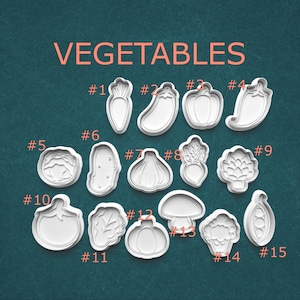 Vegetable Cookie Cutter Set, Food Themed Polymer Clay Cutters, Farmers Market Baking Tool, Garden Pottery Stamp, Healthy Cooking Cutter