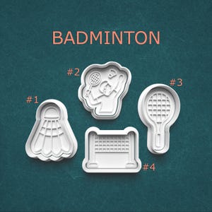 Badminton Cookie Cutter Set, Racket Shuttlecock Birdie and Net Baking Tools, Polymer Clay Cutters for Sports Crafts and Pottery Projects